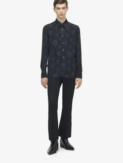 Camicia con stampa Skull da Uomo in Nero