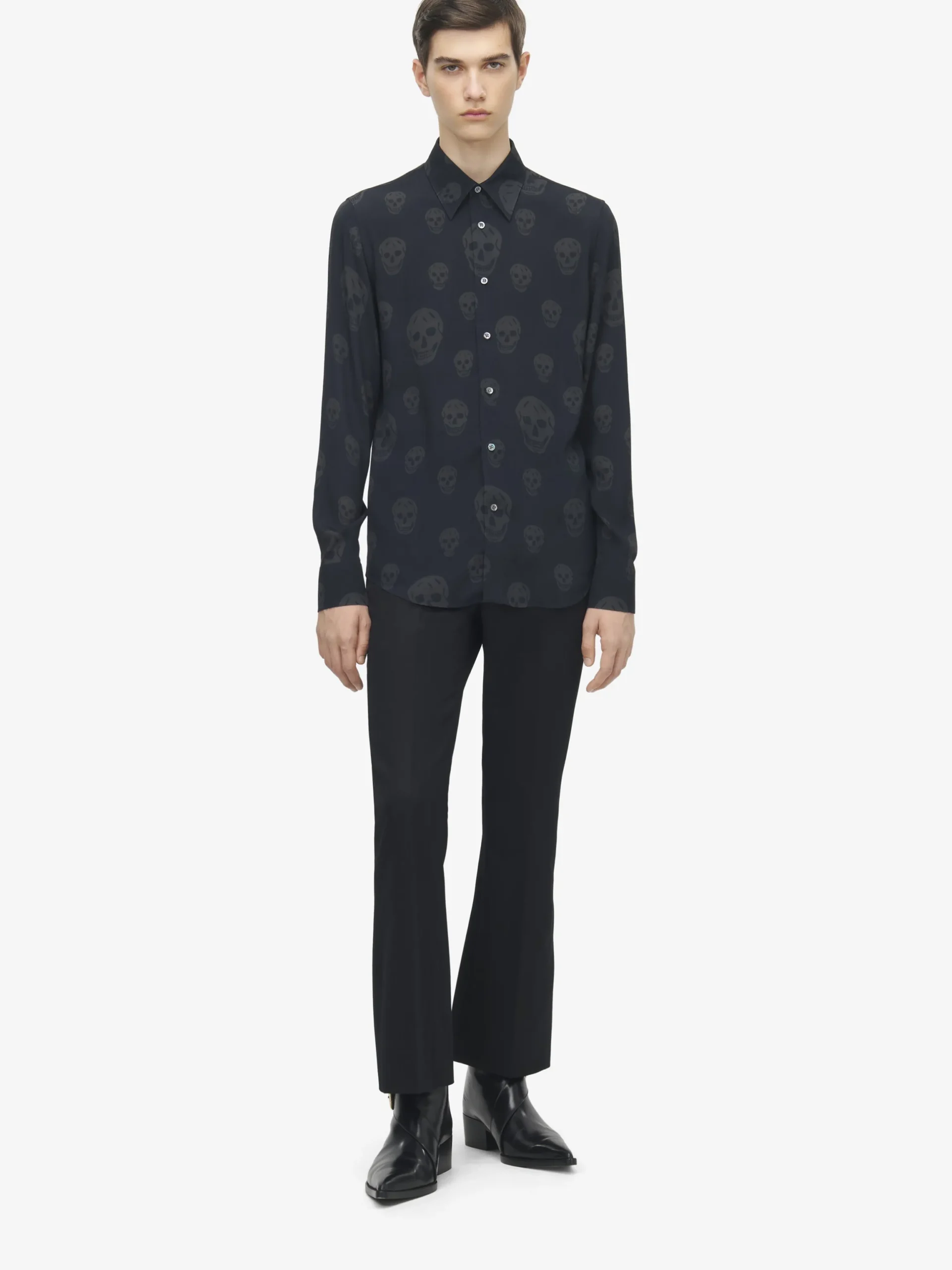 Camicia con stampa Skull da Uomo in Nero