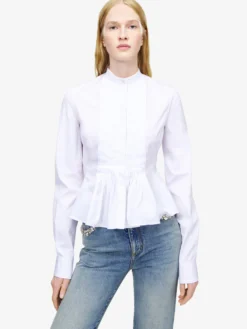 Camicia con volant da Donna in Bianco Ottico