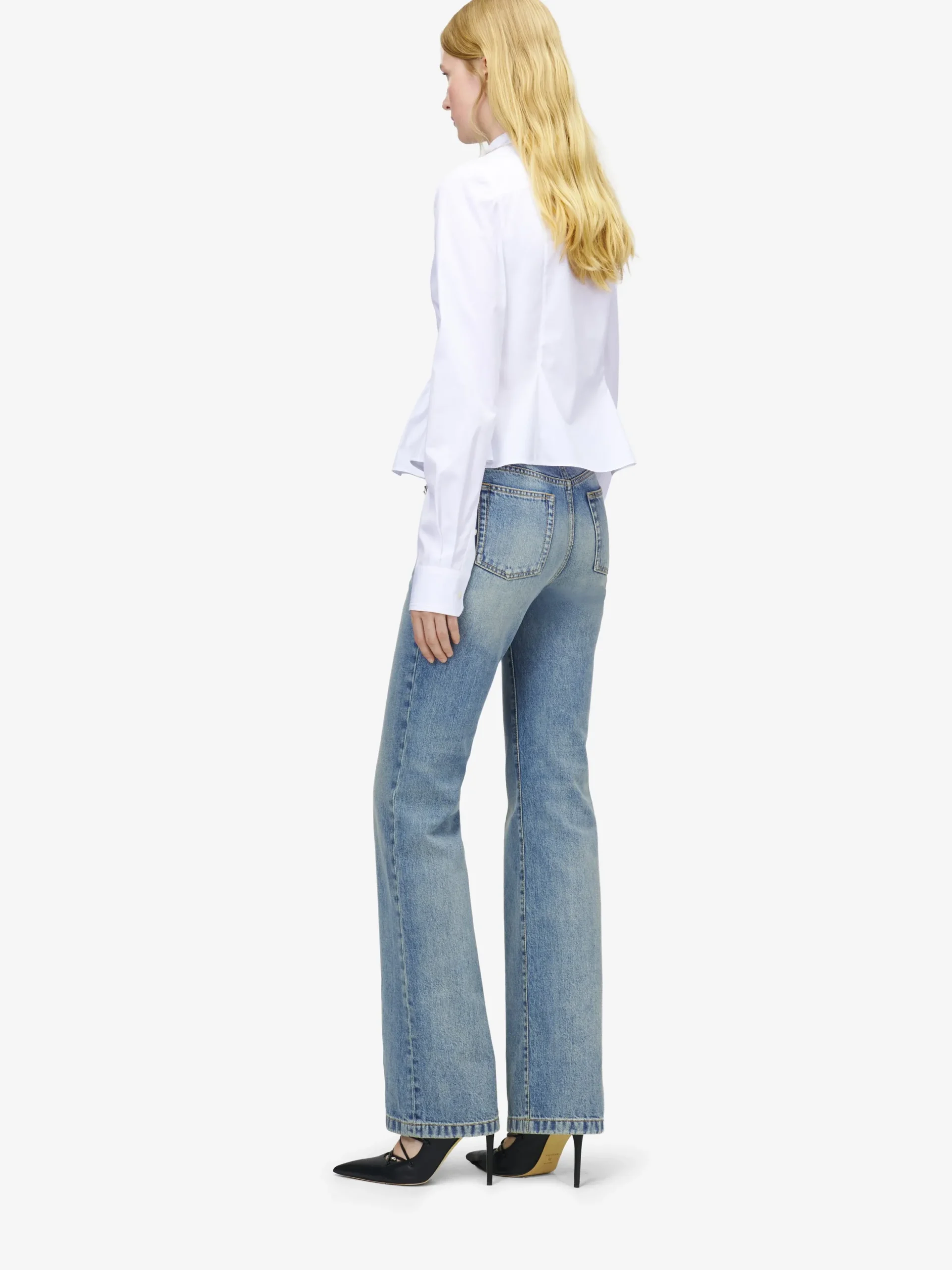 Camicia con volant da Donna in Bianco Ottico