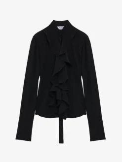 Camicia con volant da Donna in Nero