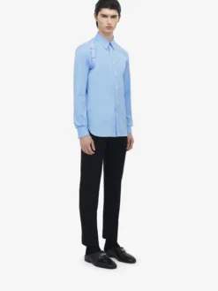 Camicia Harness con banda logata da Uomo in Blu