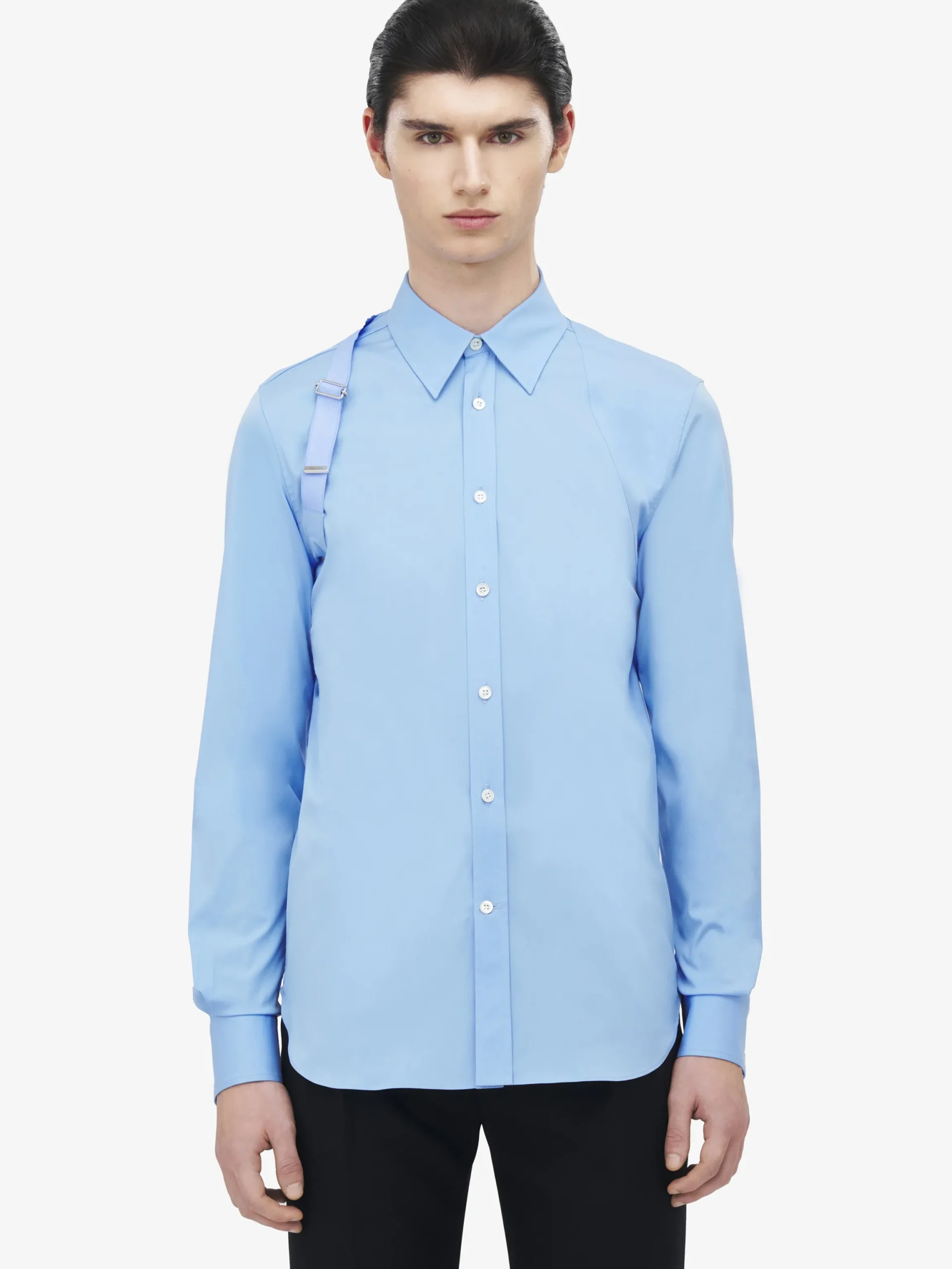 Camicia Harness con banda logata da Uomo in Blu