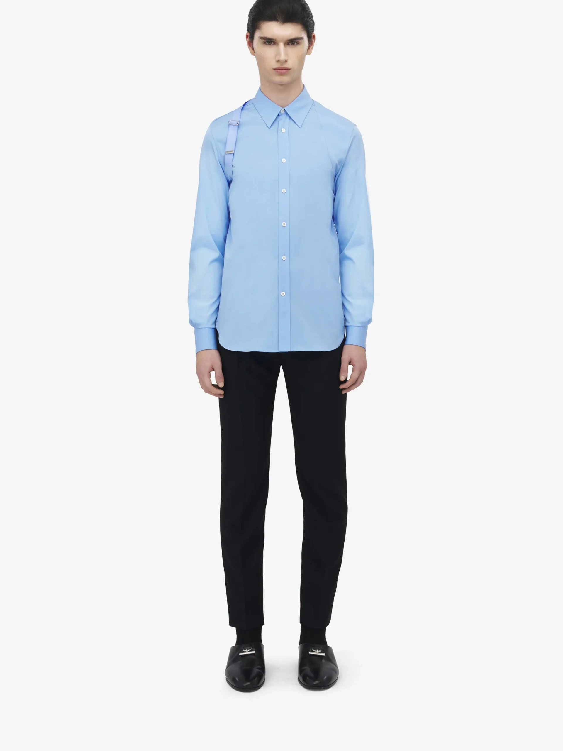 Camicia Harness con banda logata da Uomo in Blu