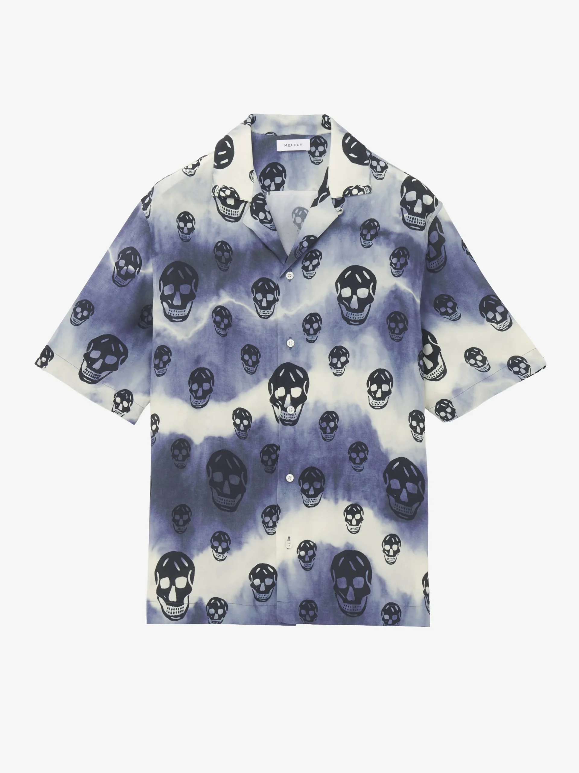 Camicia hawaiana con motivo Skull tie-dye da Uomo in Indaco/Avorio