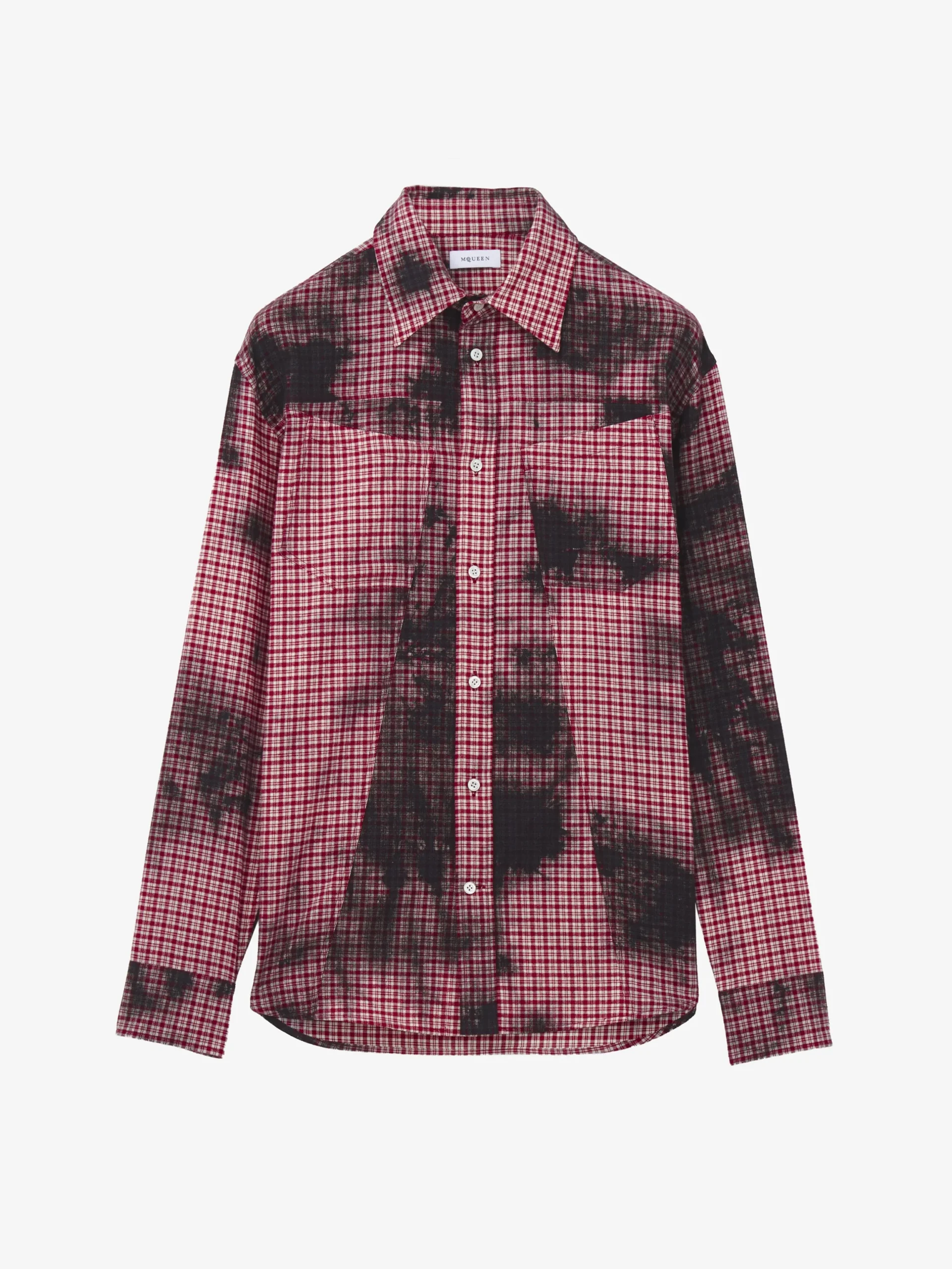 Camicia in flanella a quadretti tie-dye da Uomo in Nero/Rosso