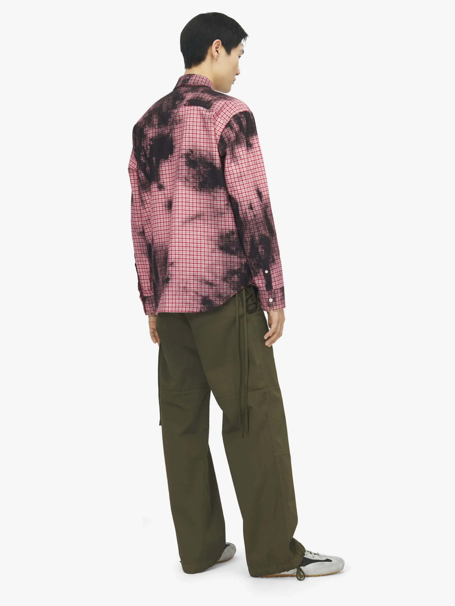 Camicia in flanella a quadretti tie-dye da Uomo in Nero/Rosso