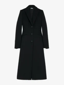 Cappotto monopetto in feltro di lana da Donna in Nero