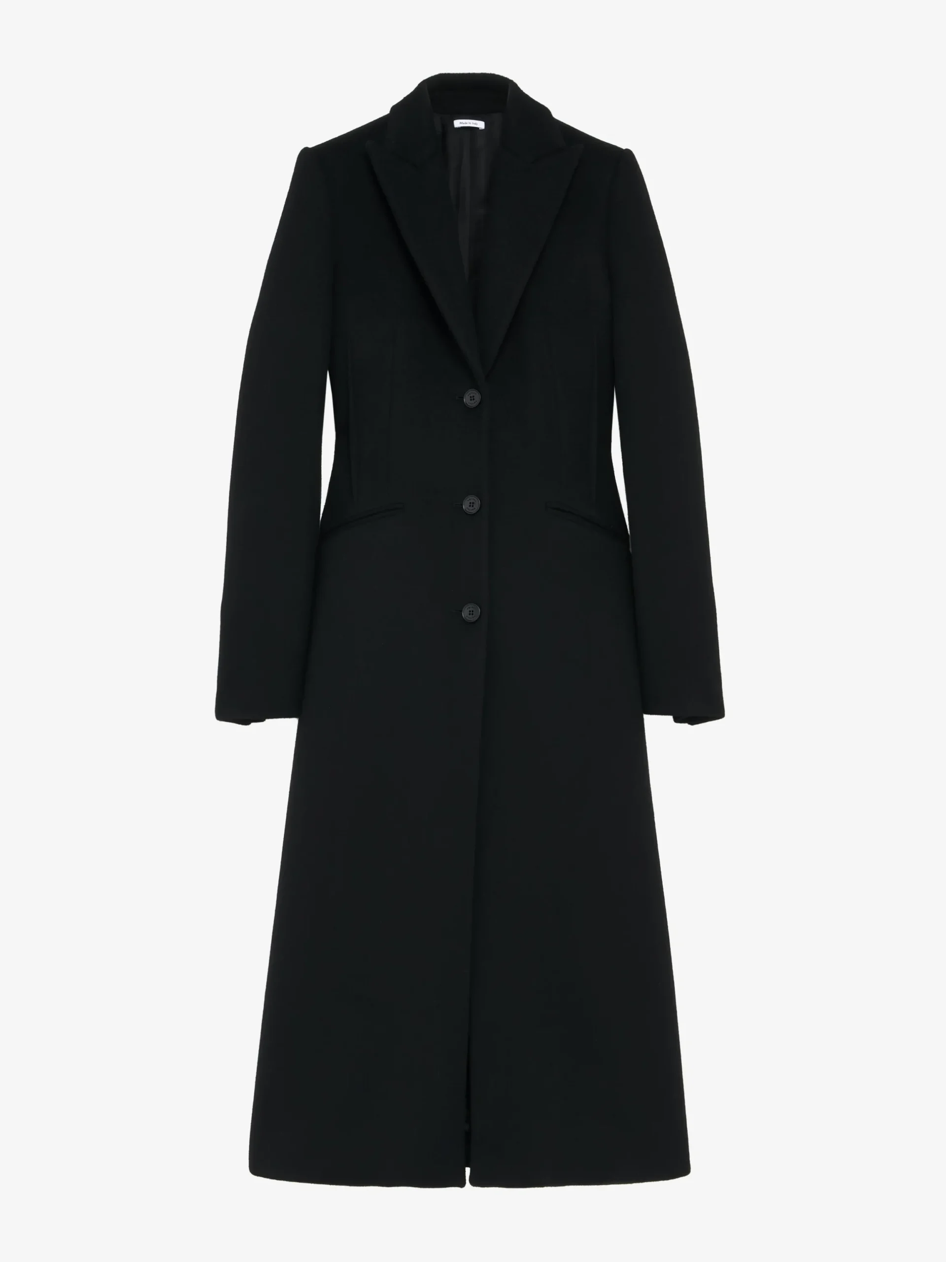 Cappotto monopetto in feltro di lana da Donna in Nero