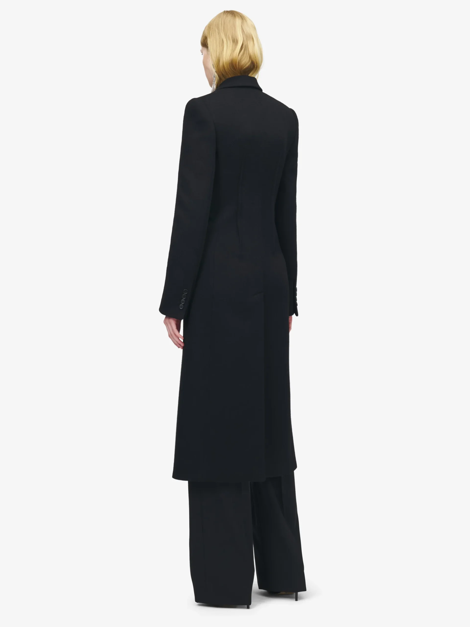 Cappotto monopetto in feltro di lana da Donna in Nero