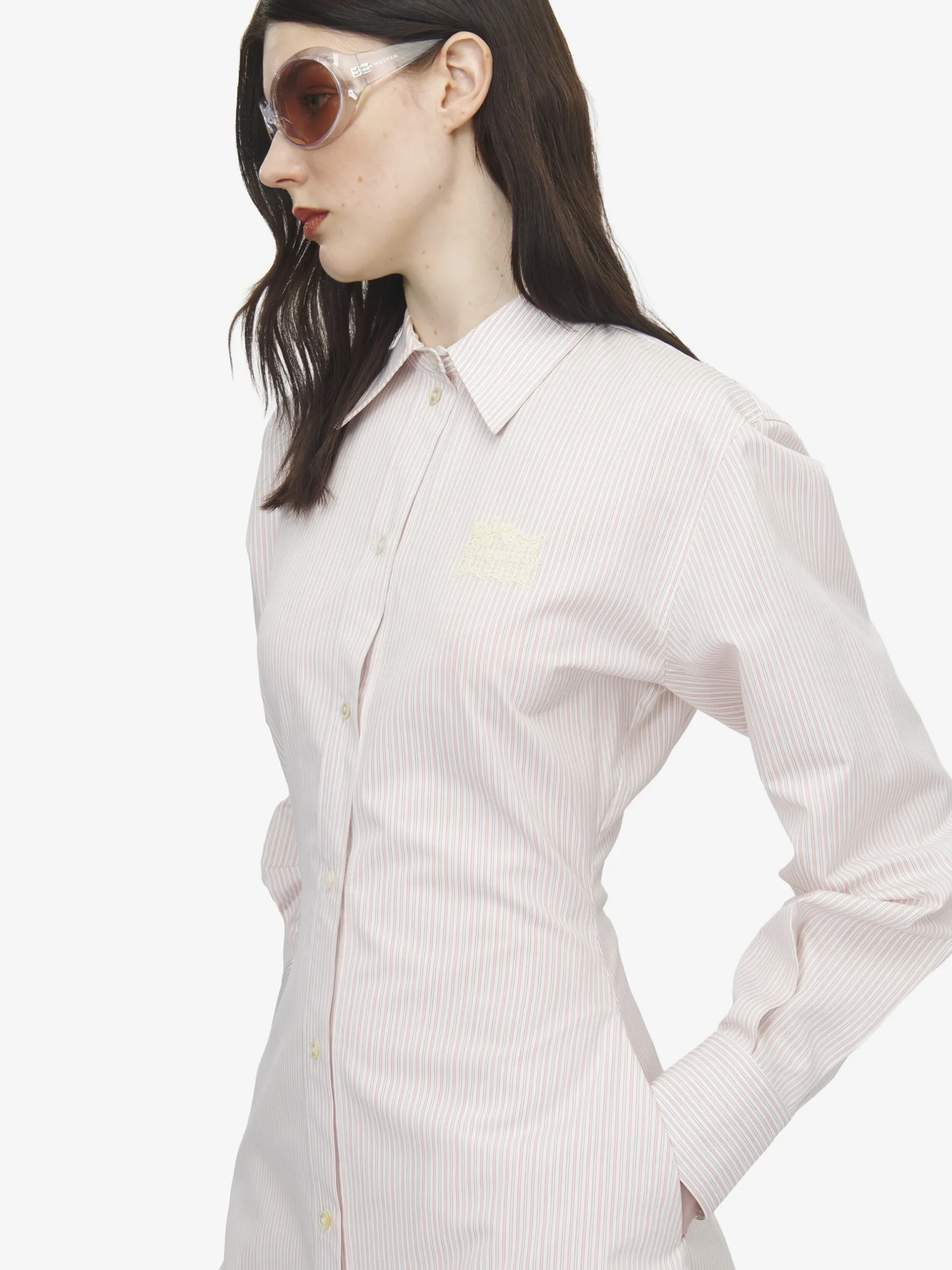 Chemisier gessato da Donna in Avorio/Rosa