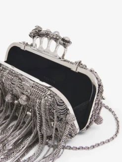 Clutch lunga Snake Knuckle da Donna in Nero/Argento