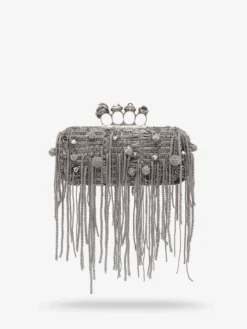 Clutch lunga Snake Knuckle da Donna in Nero/Argento