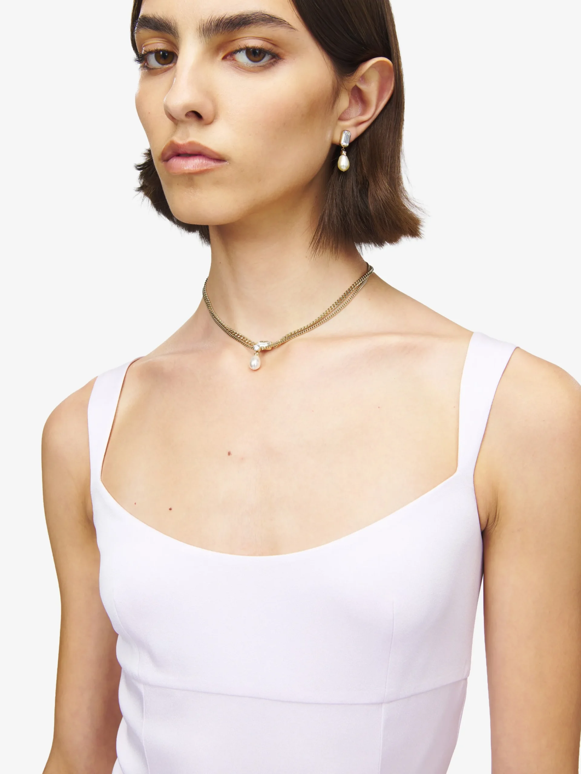 Collana Skull con cristalli da Donna in Finitura oro pallido
