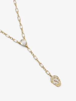 Collana Skull con pavé da Donna in Finitura oro pallido