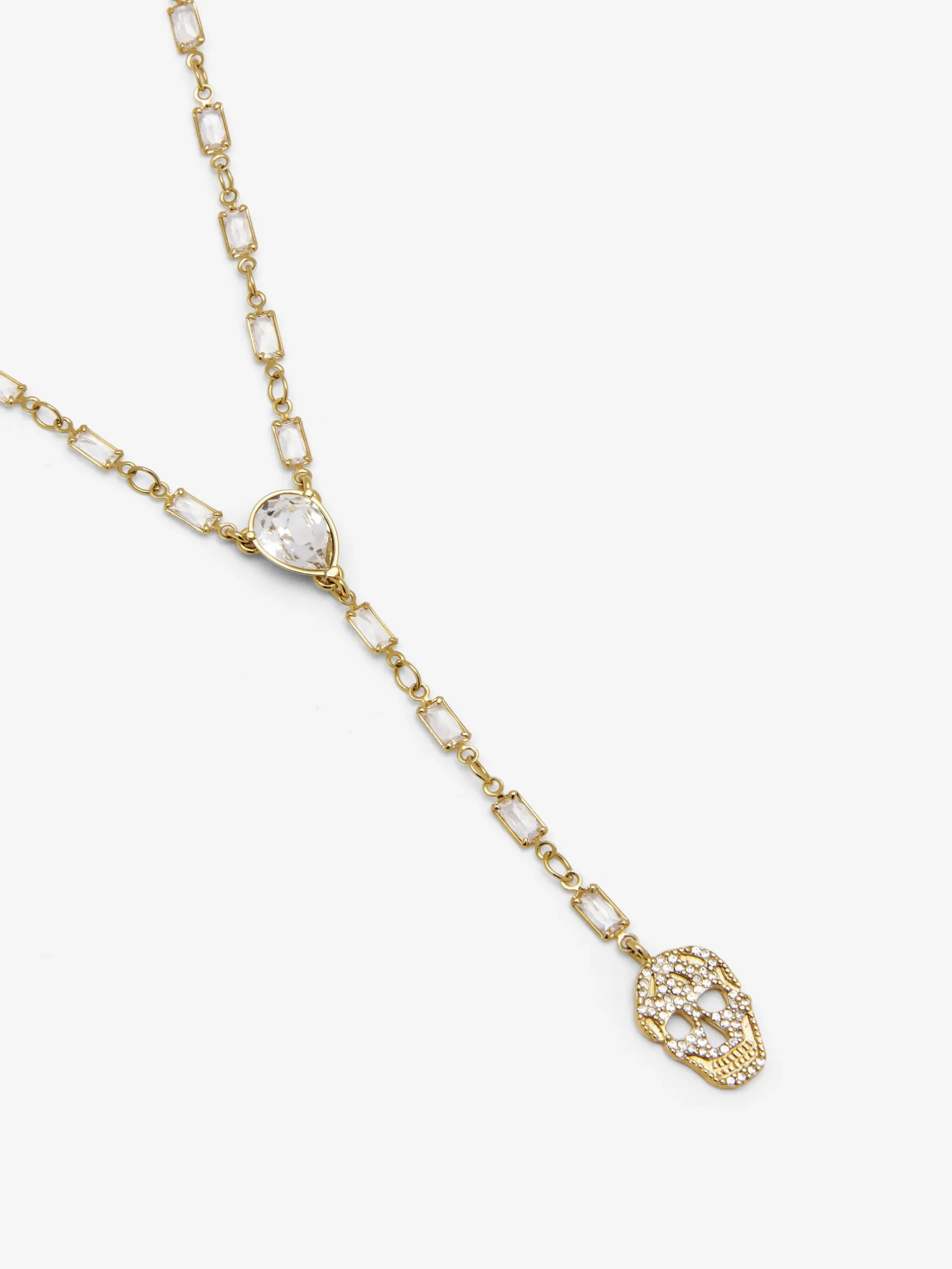 Collana Skull con pavé da Donna in Finitura oro pallido