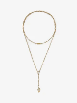 Collana Skull con pavé da Donna in Finitura oro pallido