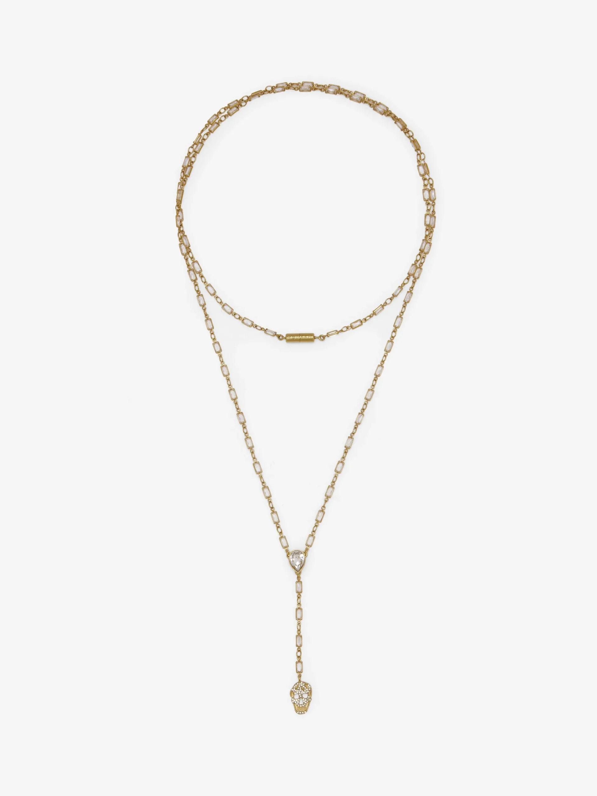 Collana Skull con pavé da Donna in Finitura oro pallido