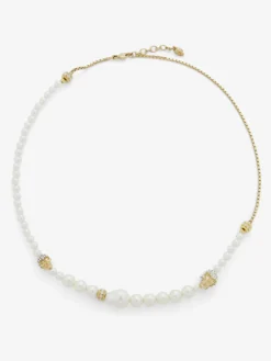 Collana Skull con perla da Donna in Finitura oro pallido