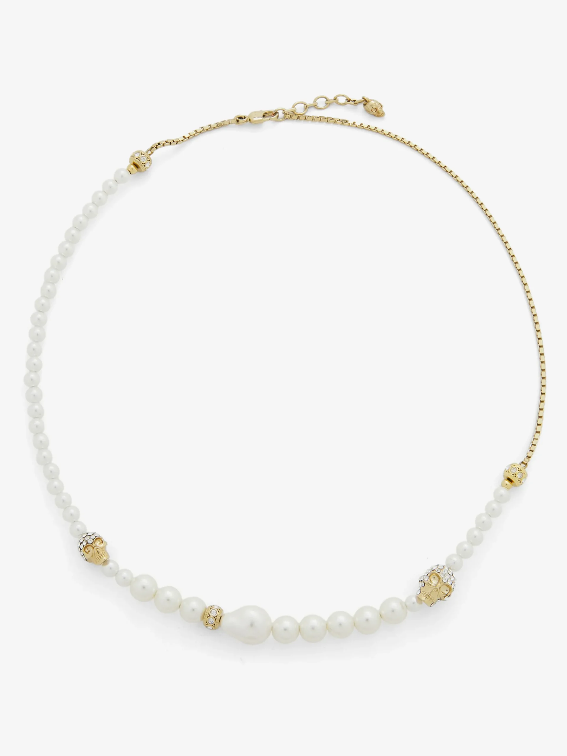 Collana Skull con perla da Donna in Finitura oro pallido