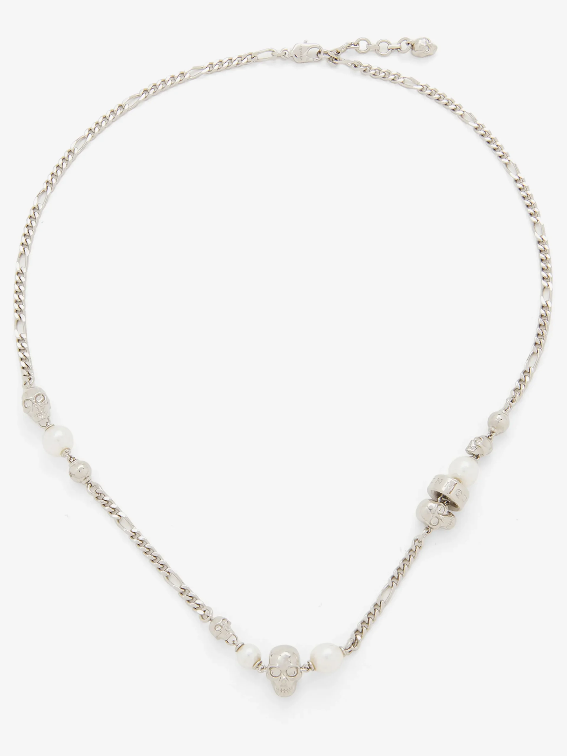 Collana Skull con perla da Uomo in Finitura palladio