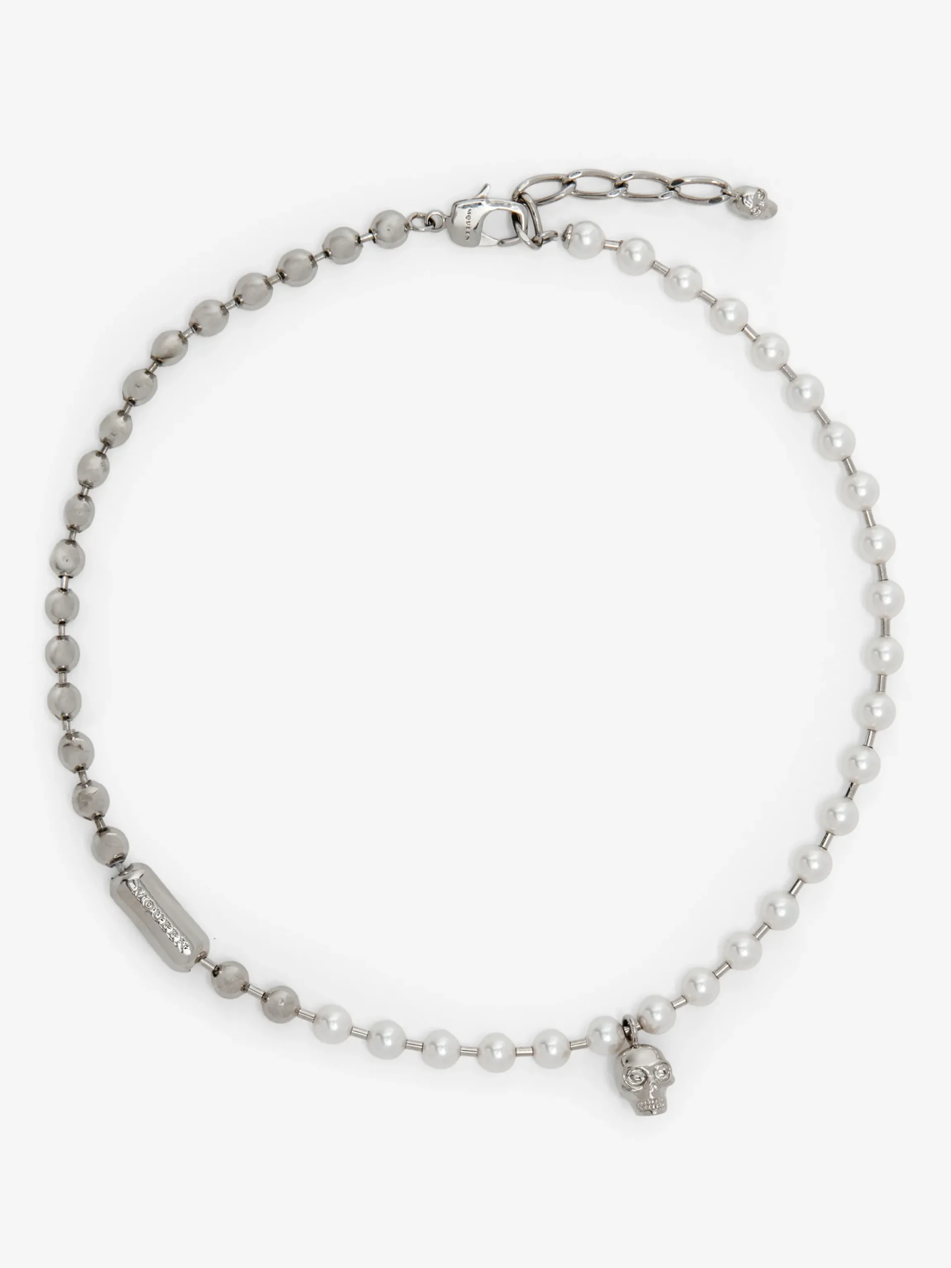 Collana Skull & Pearl da Uomo in Finitura palladio