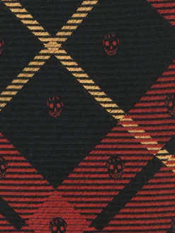 Cravatta Skull tartan da Uomo in Rosso/Nero
