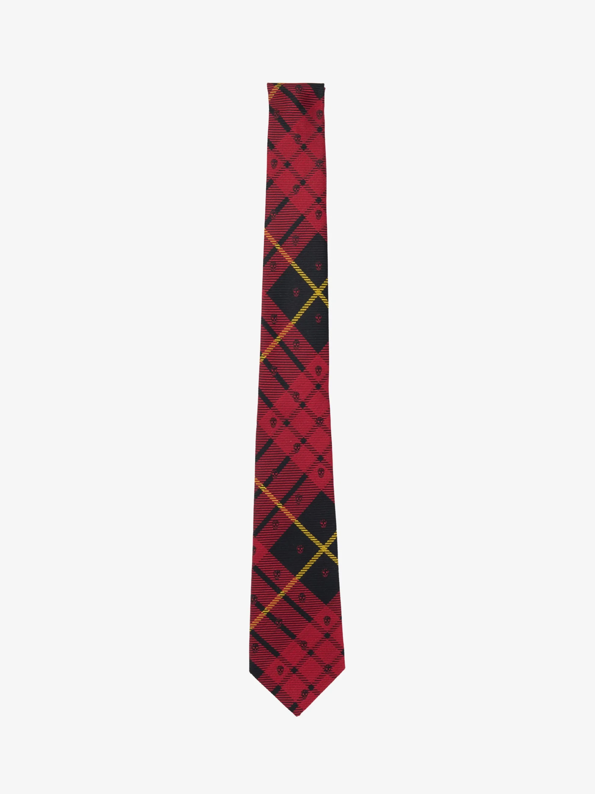 Cravatta Skull tartan da Uomo in Rosso/Nero