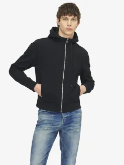 Felpa con cappuccio e zip da Uomo in Nero