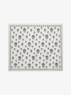 Foulard Skull Classico in Chiffon di Seta in Avorio/Nero