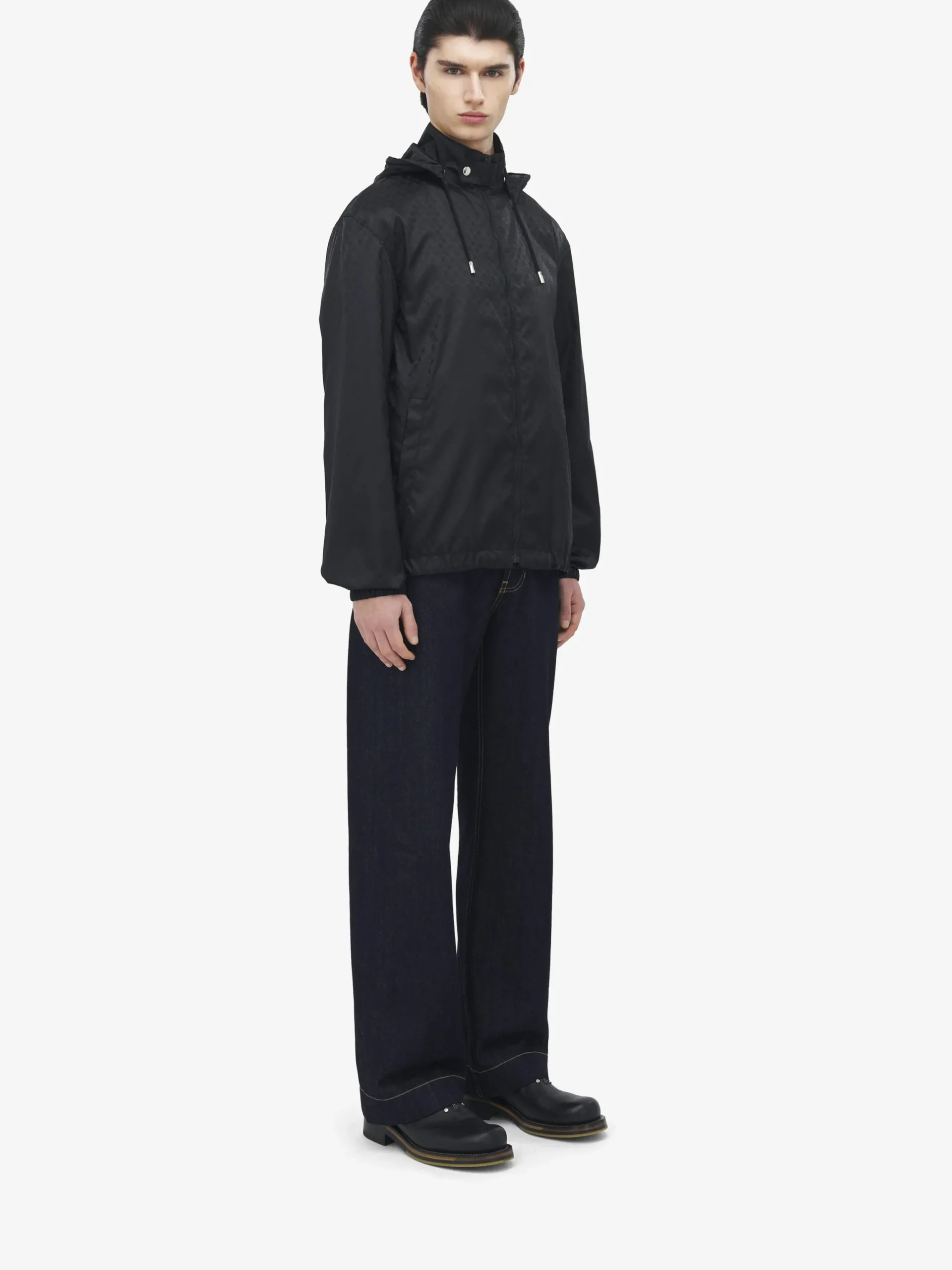 Giacca a vento con motivo Skull in jacquard da Uomo in Nero