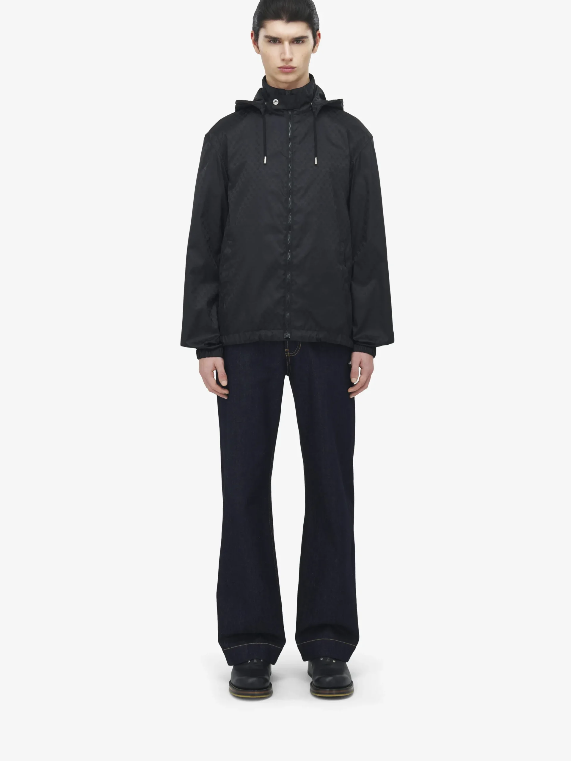 Giacca a vento con motivo Skull in jacquard da Uomo in Nero