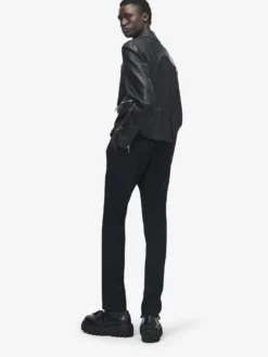 Giacca Biker in Pelle da Uomo in Nero