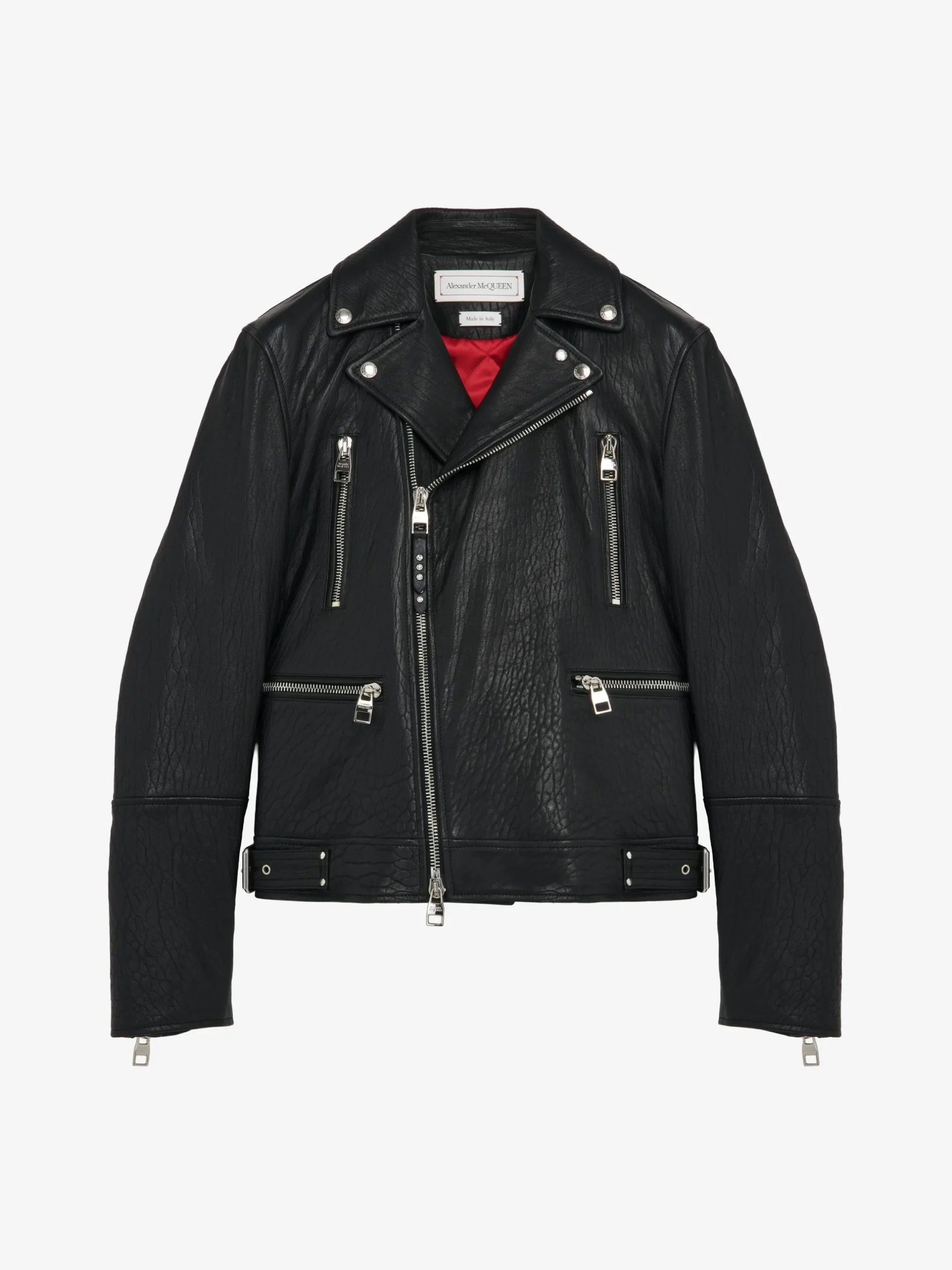 Giacca Biker in Pelle da Uomo in Nero