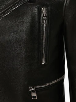 Giacca Biker in Pelle da Uomo in Nero