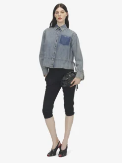 Giacca-camicia in chambray da Donna in Washed Blue