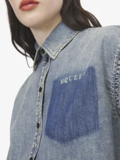 Giacca-camicia in chambray da Donna in Washed Blue