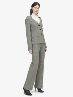 Giacca con harness e motivo vichy da Donna in Nero/Avorio