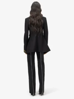 Giacca con ricamo frogging da Donna in Nero/Oro