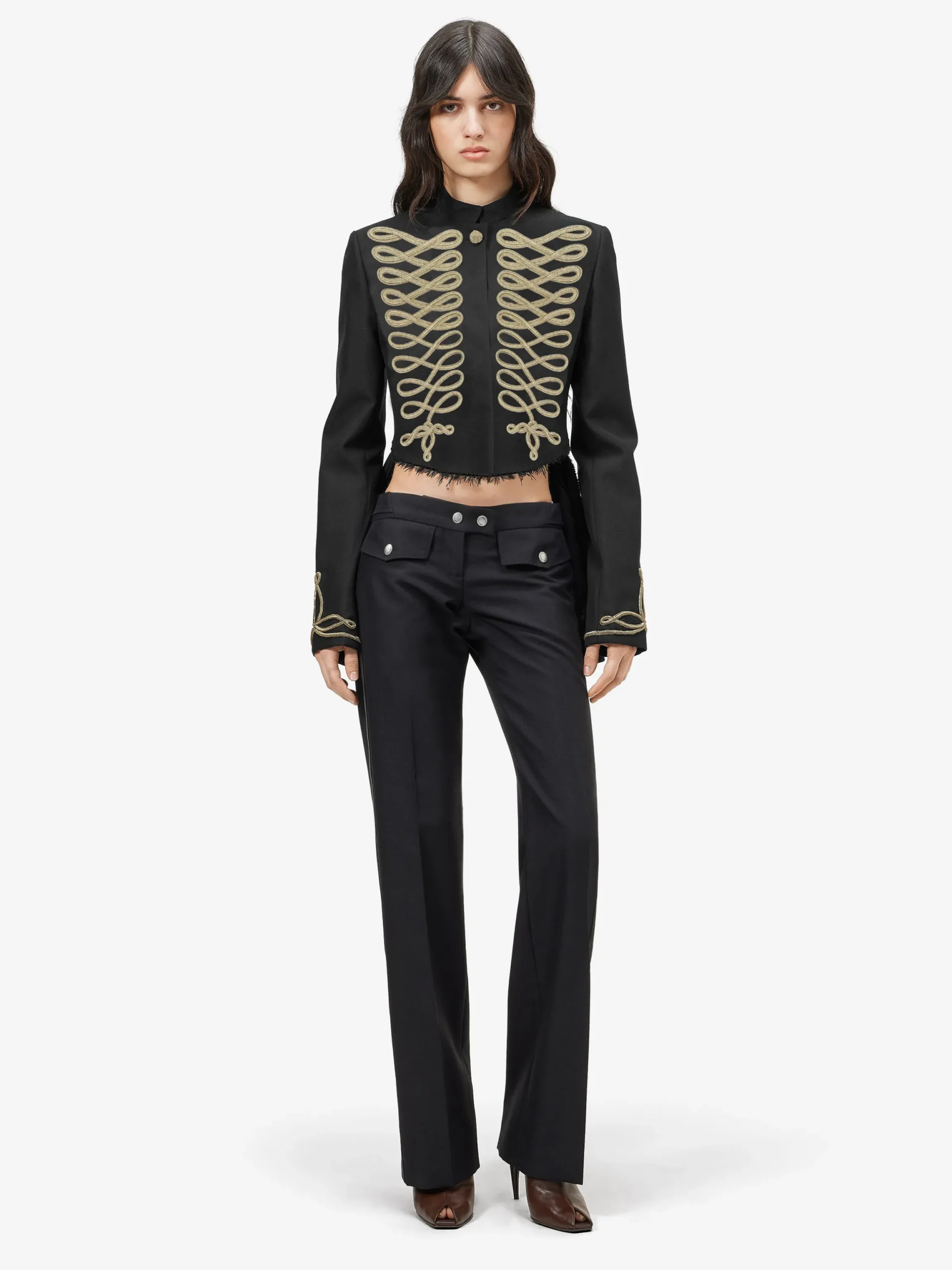 Giacca con ricamo frogging da Donna in Nero/Oro