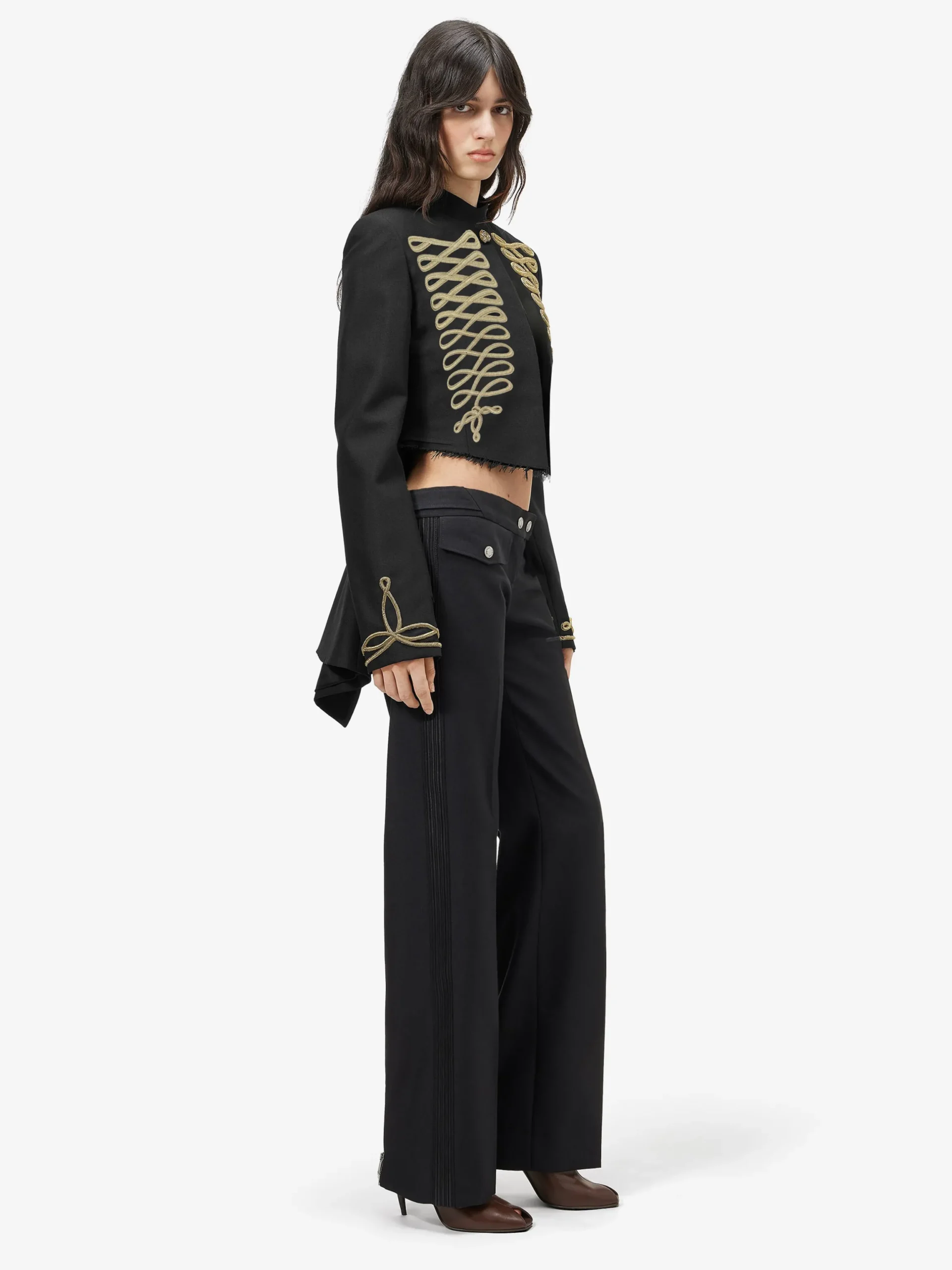 Giacca con ricamo frogging da Donna in Nero/Oro