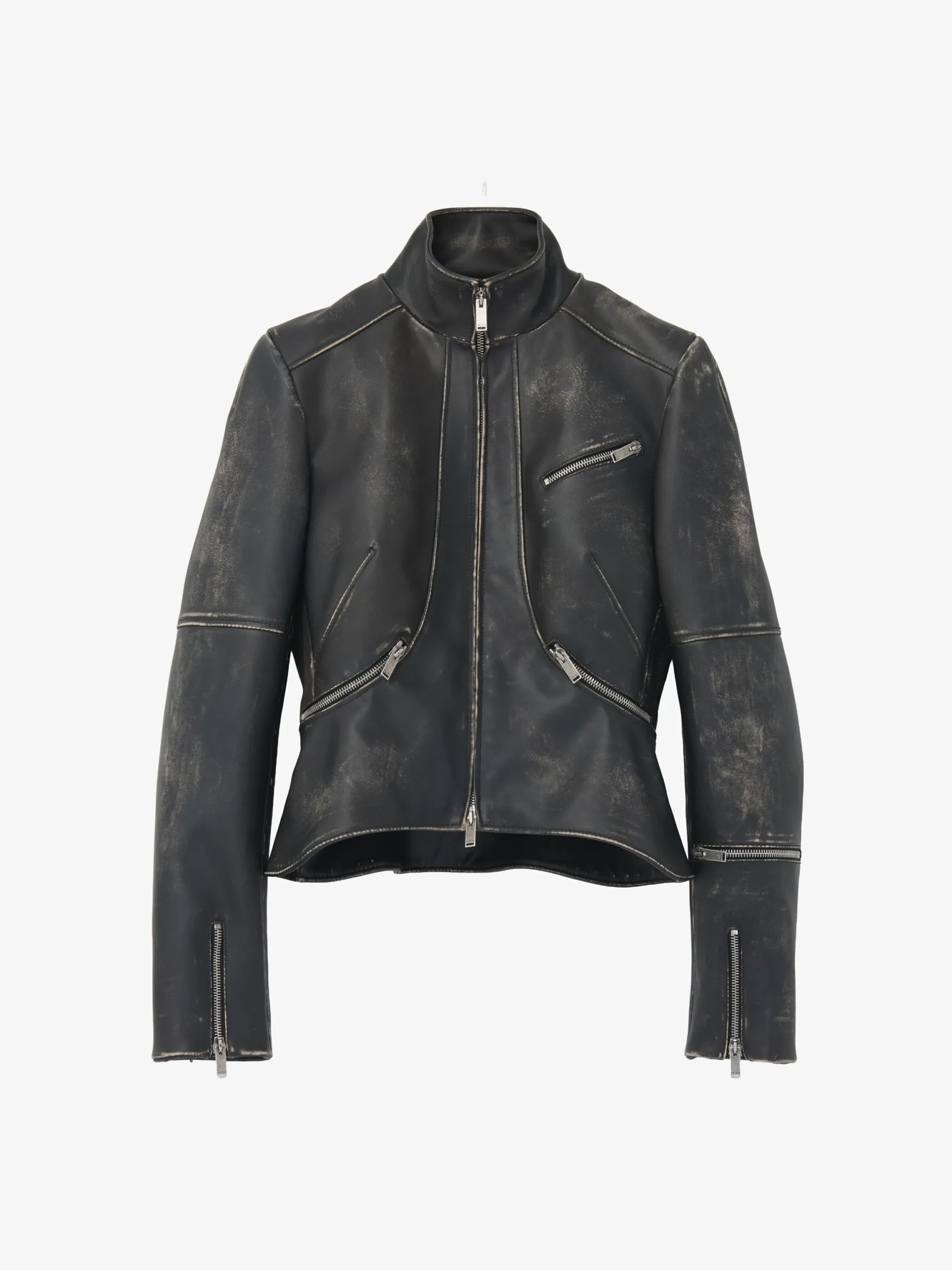 Giacca corta in pelle spazzolata da Donna in Nero