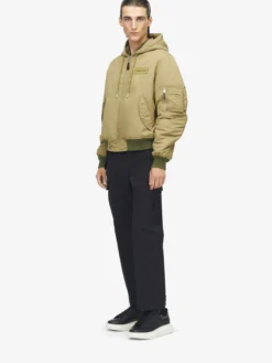 Giacca di nylon con cappuccio da Uomo in Beige