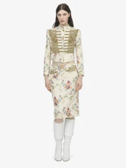 Giacca Floreale con Ricamo in Passamaneria Decorativa da Donna in Multicolore
