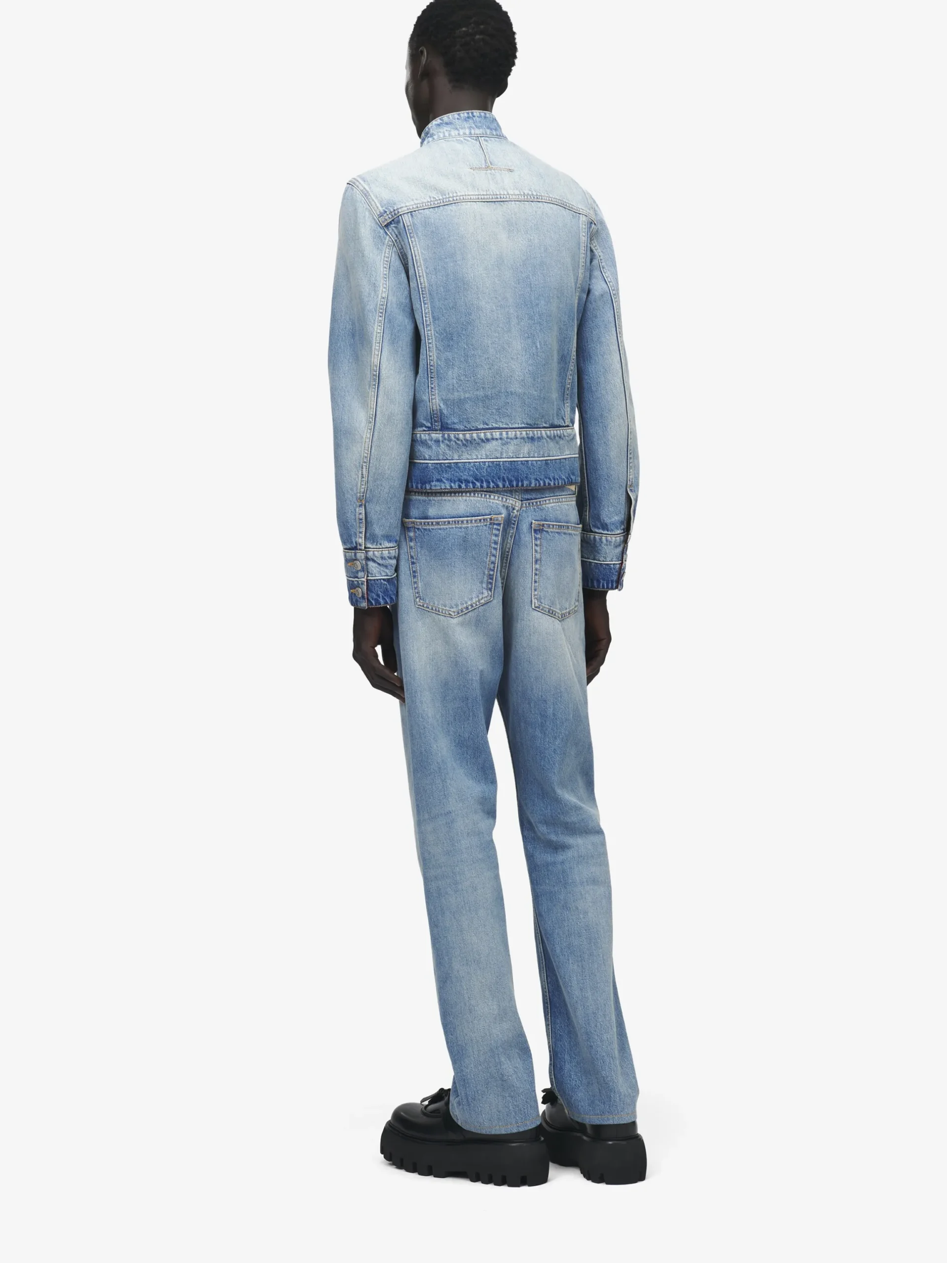 Giacca in denim con colletto rialzato da Uomo in Washed Blue