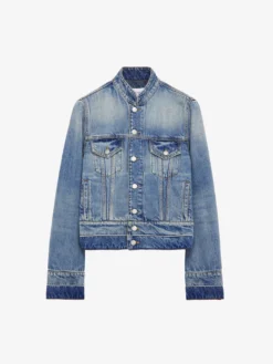 Giacca in denim con colletto rialzato da Uomo in Washed Blue