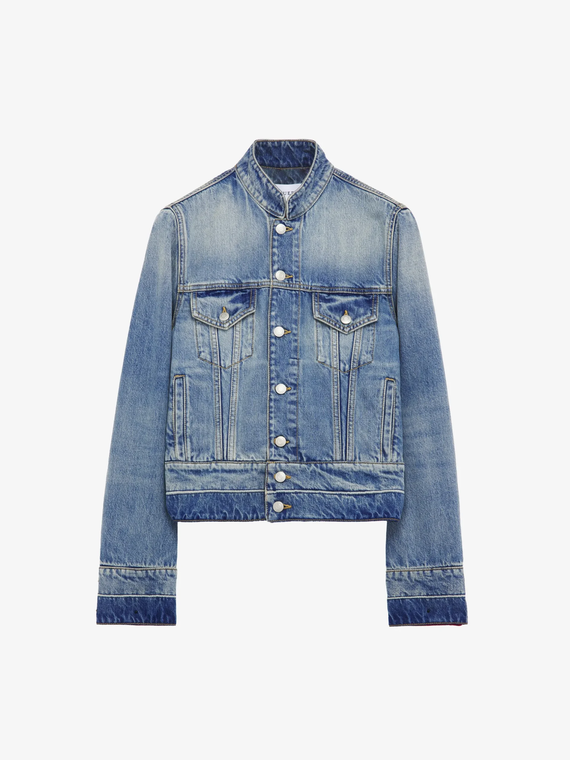 Giacca in denim con colletto rialzato da Uomo in Washed Blue