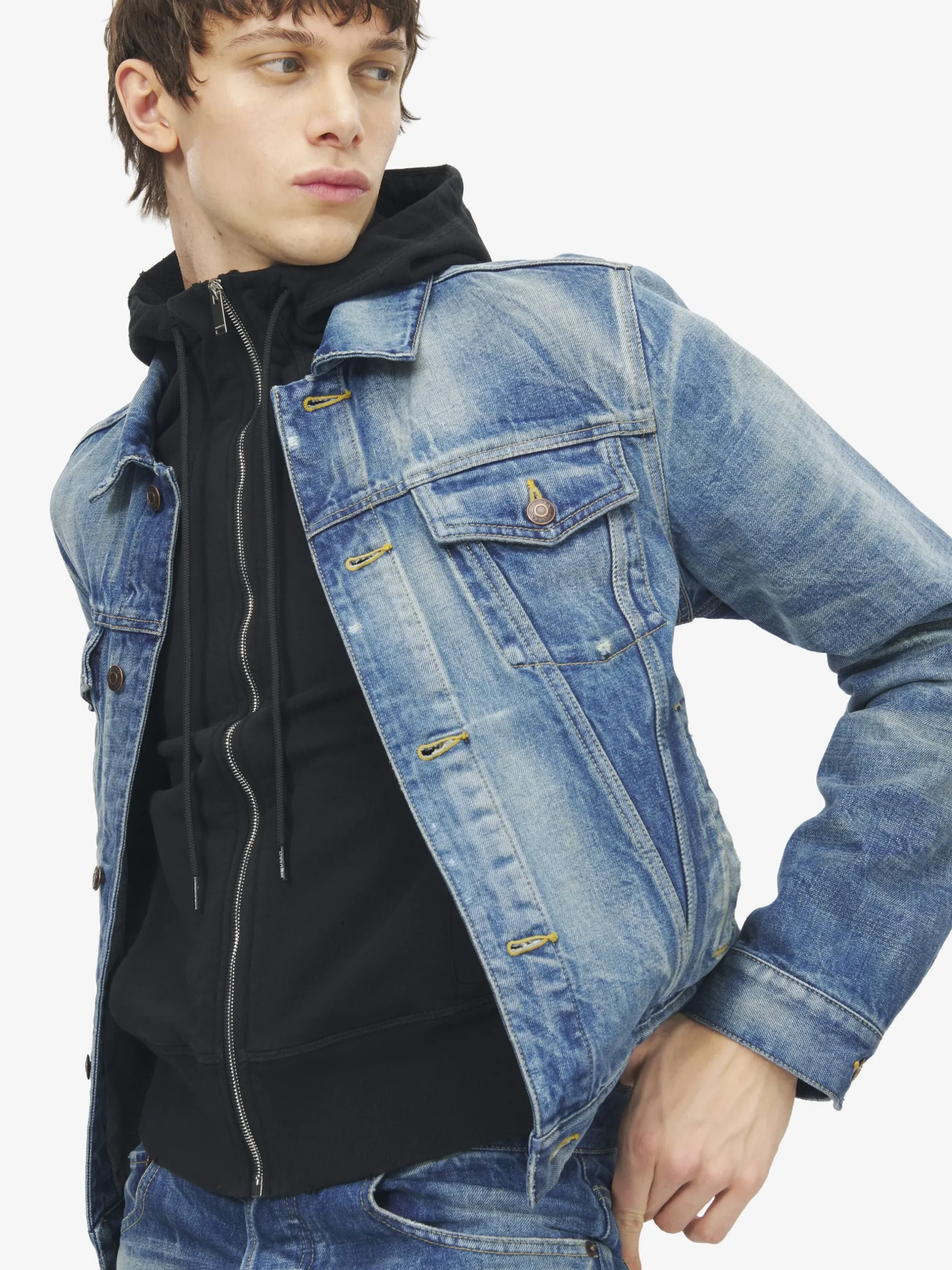 Giacca in Denim da Uomo in Washed Blue