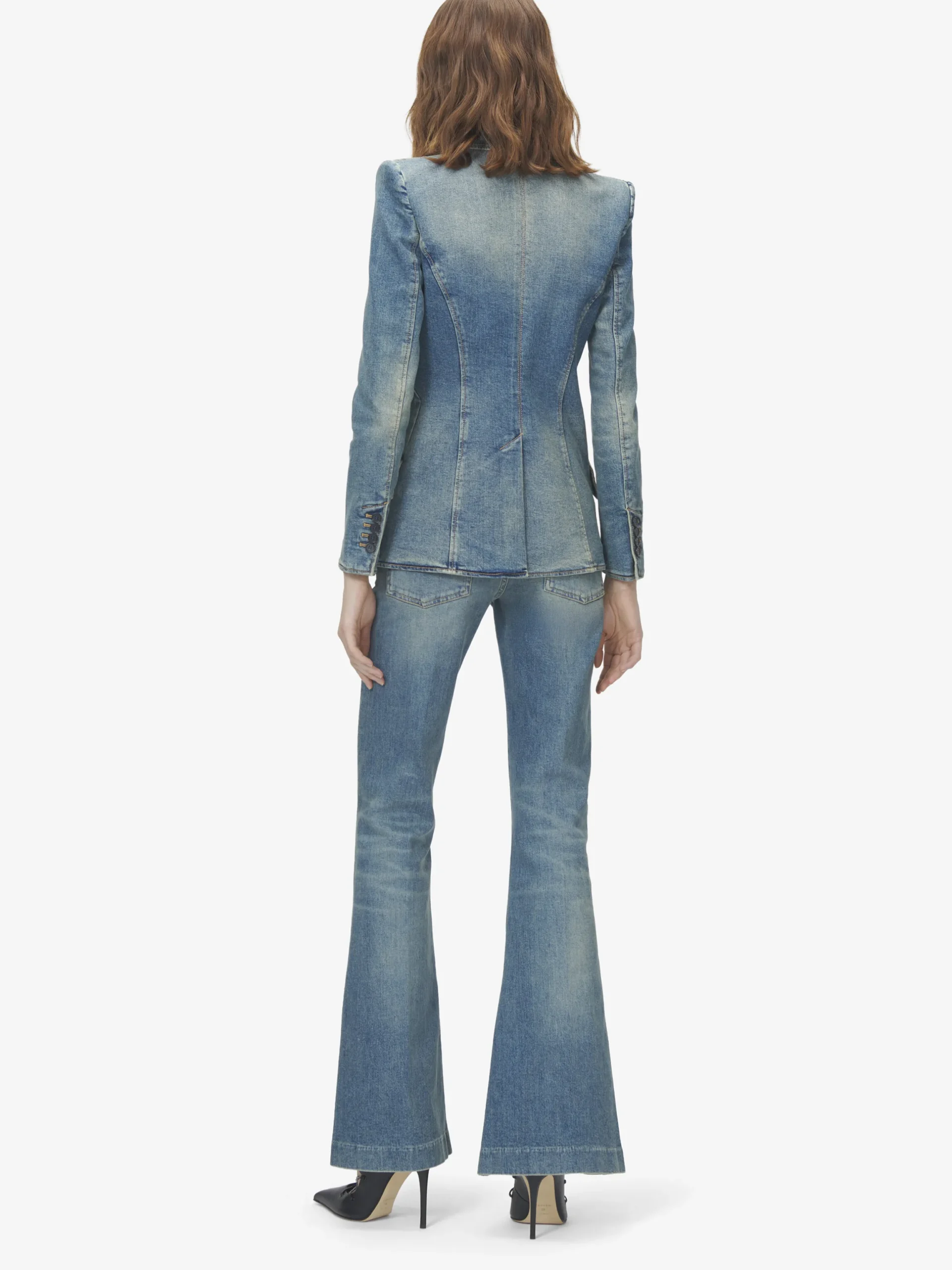 GIacca in Denim Elasticizzato da Donna in Washed Blue