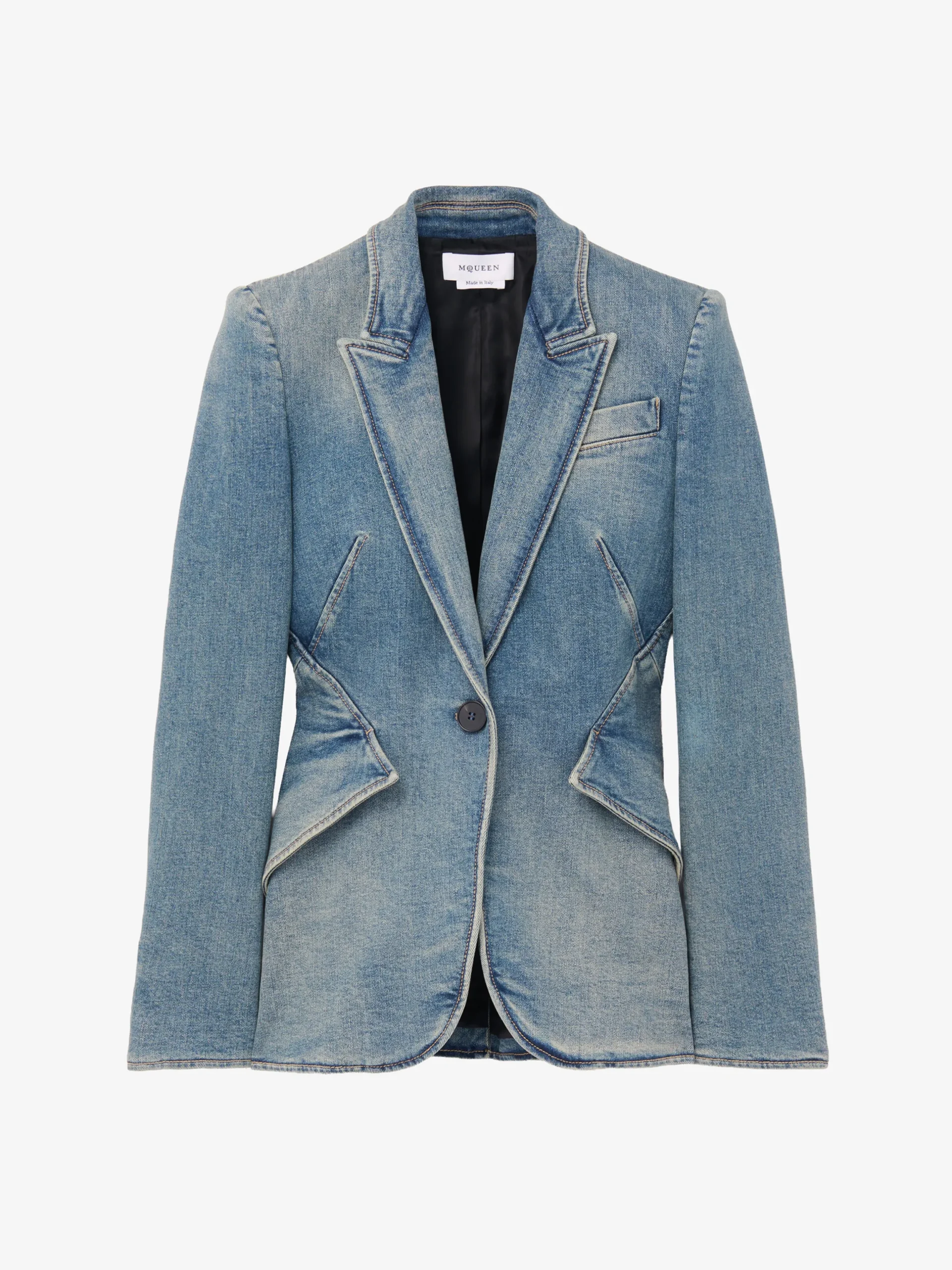 GIacca in Denim Elasticizzato da Donna in Washed Blue